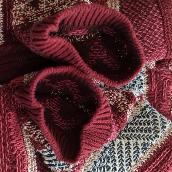 Loft Maroon/Red White & Black Full Zip Cardigan Sweater Size XL - Picture 6 of 10